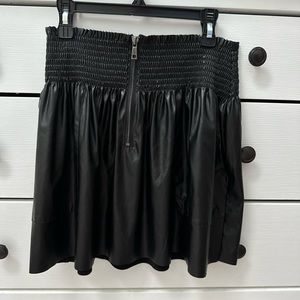 black leather mini skirt